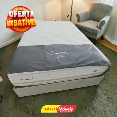 Cama Box Casal 1,38x1,88cm e Base Padrão - Promoção!
