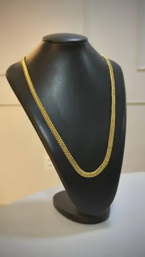 Corrente Esteira Pitbull 6mm Banhada a Ouro - Moeda Antiga com Acabamento Premium