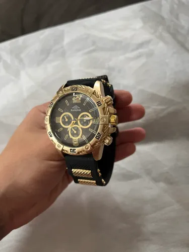 Relógio Masculino Kaiqiing Dourado e Preto Esportivo Cronógrafo