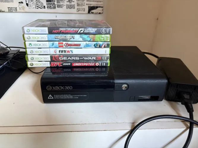 Xbox 360 Super Slim Completo + Fonte Original + 6 Jogos