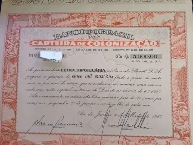 Titulo Antigo do Banco do Brasil-LHBB