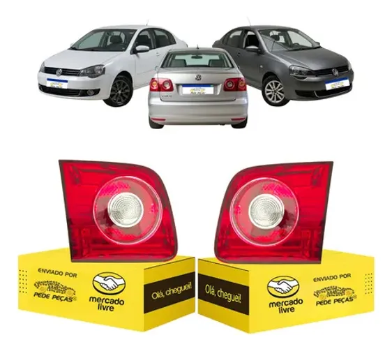 Par Lanterna Tampa Polo Sedan 2007 08 10 2011 2012 2013 2014 Ambos Lados Vermelho