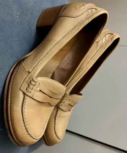 sapato mocassim de salto couro original, italiano