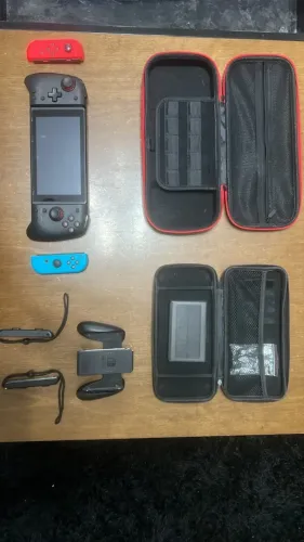 nintendo switch com vários acessórios