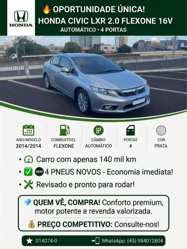 Honda Civic Sedan LXR 2.0 Flexone 16V Aut. 4P 2014