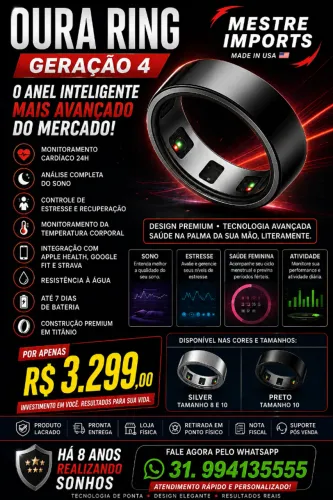 Oura Ring Geração 4 Anel Inteligente Premium Lacrado