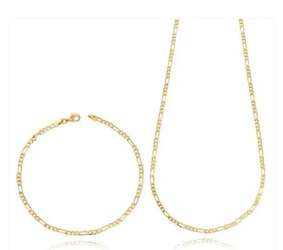 Conjunto Masculino Corrente + Pulseira 3x1 2,5mm Folheado a Ouro 18k