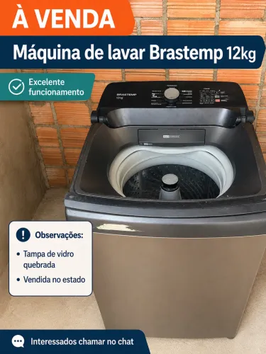 Máquina de Lavar Brastemp 12kg - Funcionando Perfeitamente - R$ 500