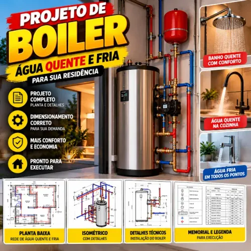 projeto de boiler água quente para sua residência