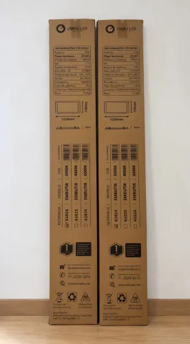 Kit 2 Luminárias LED Embuled 36W 3000K 122cm Bivolt