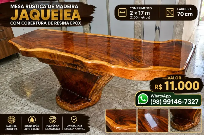 Mesa rústica com resina epox 2x17por70