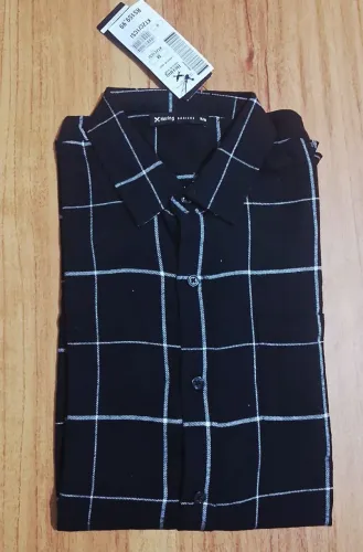 Camisa xadrez de flanela preta Hering