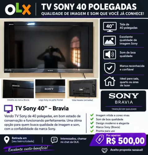 ? TV Sony 40 Polegadas - Excelente Oportunidade