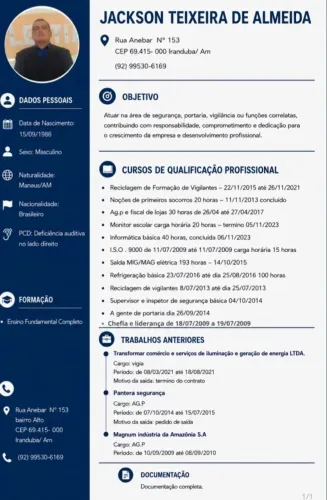 Disponível para serviços de Segurança Patrimonial 