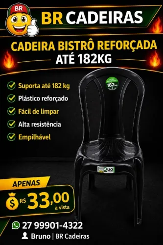 cadeira sem braço de plastico 182kg