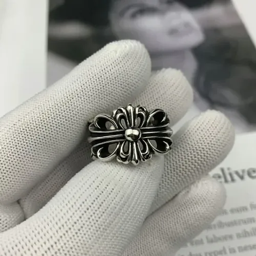 anél chrome hearts ch prata 925 jóia semijóia bijuteria double floral cross