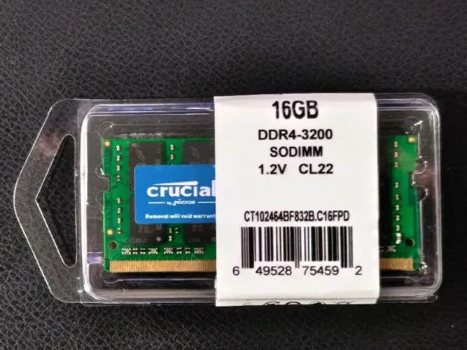 Memória RAM DDR4 16gb 3200mhz CRUCIAL para Notebook
