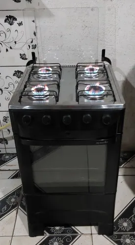 Ótimo fogão mueller top preto automático com super chama conservado