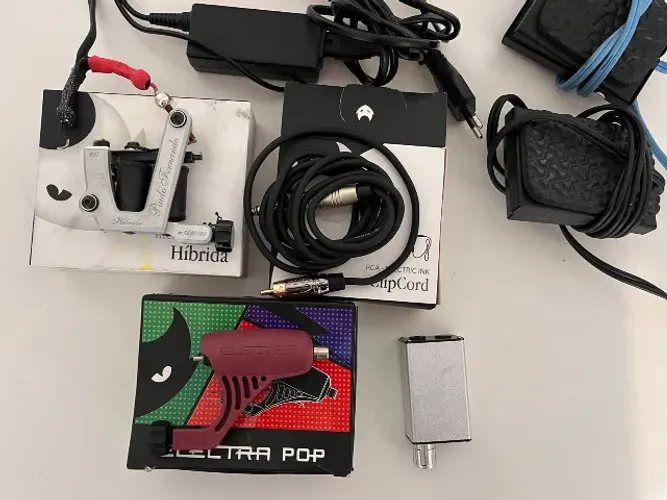 2 máquinas de tatuagem Electric ink + Kit completo