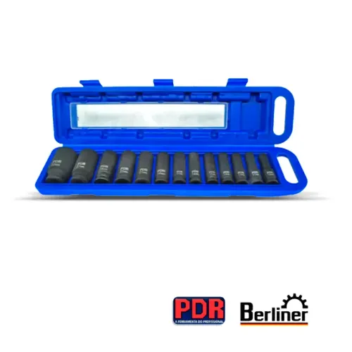 Jogo de Soquetes de Impacto 1/2" 10 a 32mm Kit 13 Peças - PDR-PRO-1032K