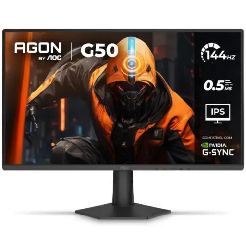 MONITOR GAMER AOC AGON G50 24" 144HZ 0.5MS IPS HDR10 G-SYNC 24G50F NOVO LACRADO!