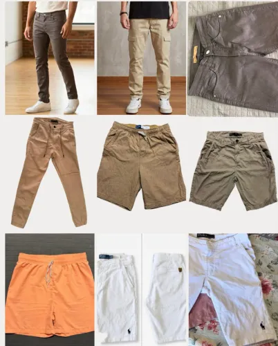 Lote de roupas adolescente, calças e bermudas masculinas, tam 36