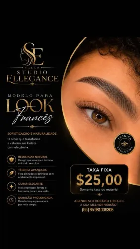 Faço colocação de cílios em look francês
