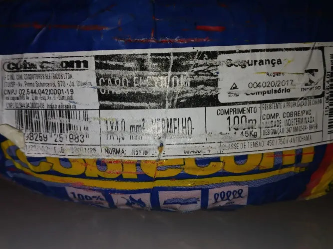 Vendo 1 peça de fio cobrecom 100 metros de 4mm