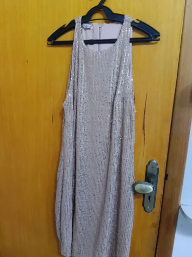 Vestido paetê rosé gold Tam M