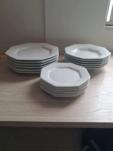 Jogo de Jantar, Chá e Café Porcelana Schmidt Prisma 41 Peças - Oitavado Clássico