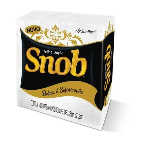 Guardanapo Snob Folha Dupla 23,5x23,5cm PCT C/50 FL ....  CAIXA COM 65 PCT