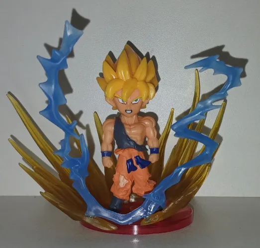 BONECO MINIATURA ACTION FIGURE DRAGON BALL GOKU SUPER SAIYAJIN 2 COM EFEITOS
