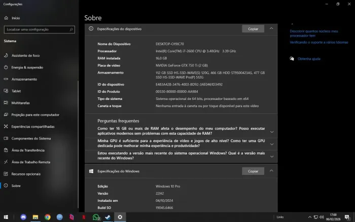 VENDO PC FUNCIONANDO TUDO PERFEITAMENTE