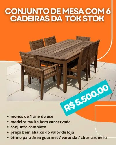 Mesa de madeira com 6 cadeiras Tok&Stok - menos de 1 ano de uso - impecável