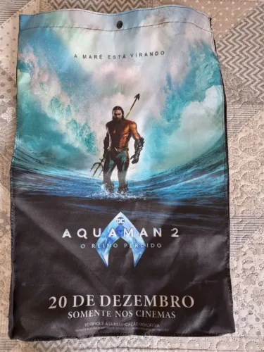 mochila ecobag - aquaman 2 - warner - ccxp - dc comics - nerd - geek - filme