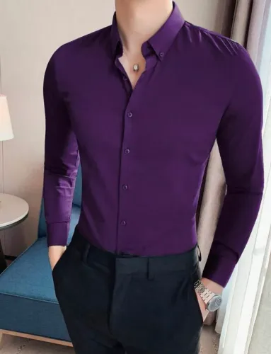 Camisa social roxa masculina