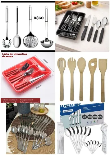 Jogo de talheres, utensílios de cozinha leiam a descrição
