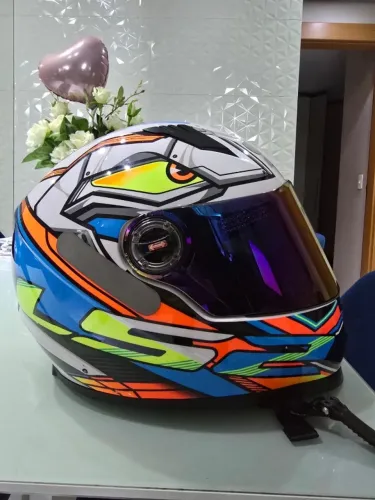 Capacete LS2 FF358 Xdron Branco, Laranja Neon e azul