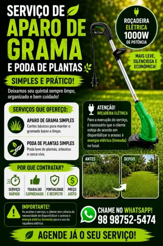 SERVIÇO DE APARO DE GRAMA E PODA SIMPLES