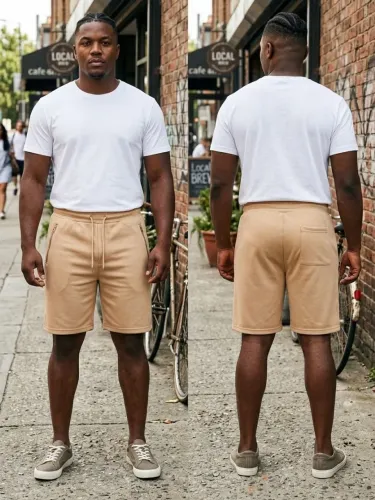 Bermuda / Calção Masculino Bege Tam GG (NOVO / Com Bolsos de Zíper)