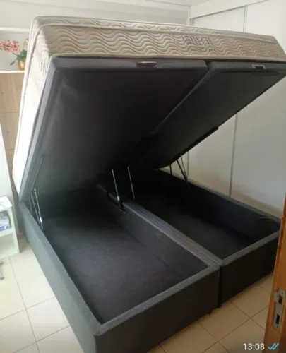 Cama box com baú super king ortobom bau blindado revestido em madeira