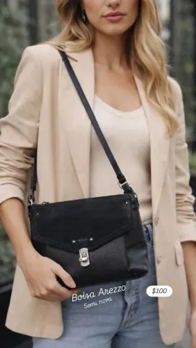 Bolsa Preta Arezzo Couro
