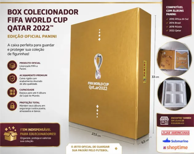 BOX + ÁLBUM lacrado LUXO DOURADO COPA DO MUNDO 2022  -com 530 figurinhas  