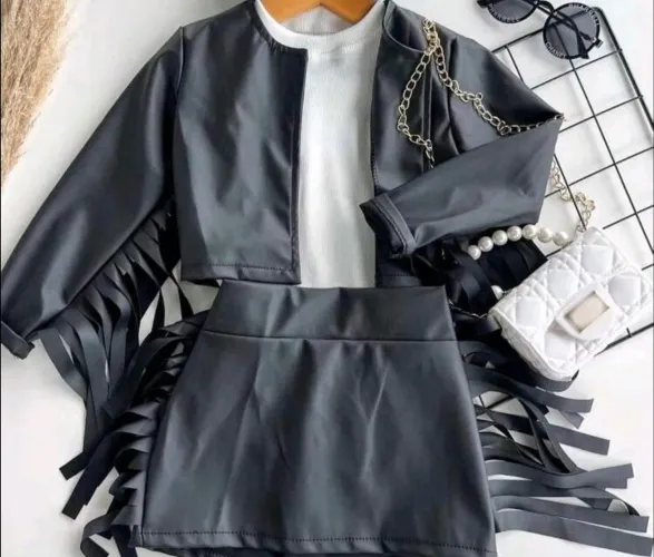 Conjunto Boiadeira Infantil Blusa E Saia Com Franjas Em Cirino Tamanho 6