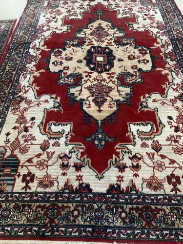Kit com 2 Tapetes Antigos Estilo Persa/Oriental - Grande + Pequeno