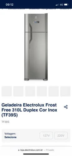 Geladeira Eletrolux 310L