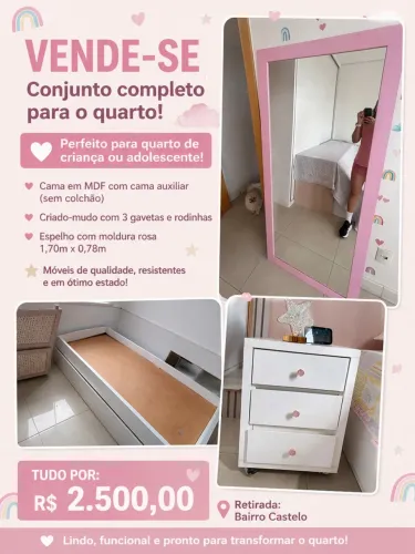 Conjunto de quarto adolescente/infantil