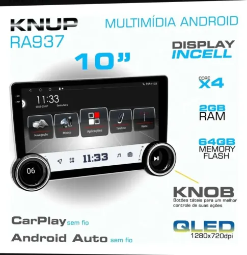Multimidia City 15/21 Android Auto 64gb Carplay 10p Canbus Black Piano