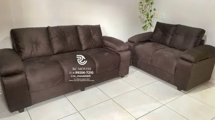 Sofá 2 e 3 assentos Suede D33 Braço Fofão Confortável Direto da Fábrica