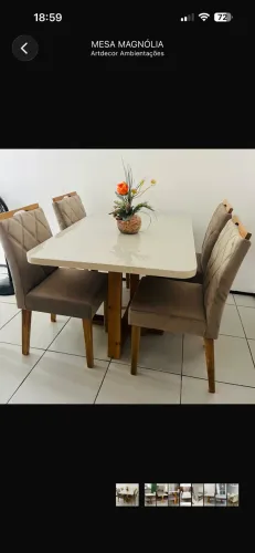 Mesa de Jantar Magnólia 4 Lugares com 4 Cadeiras - R$ 1.100,00